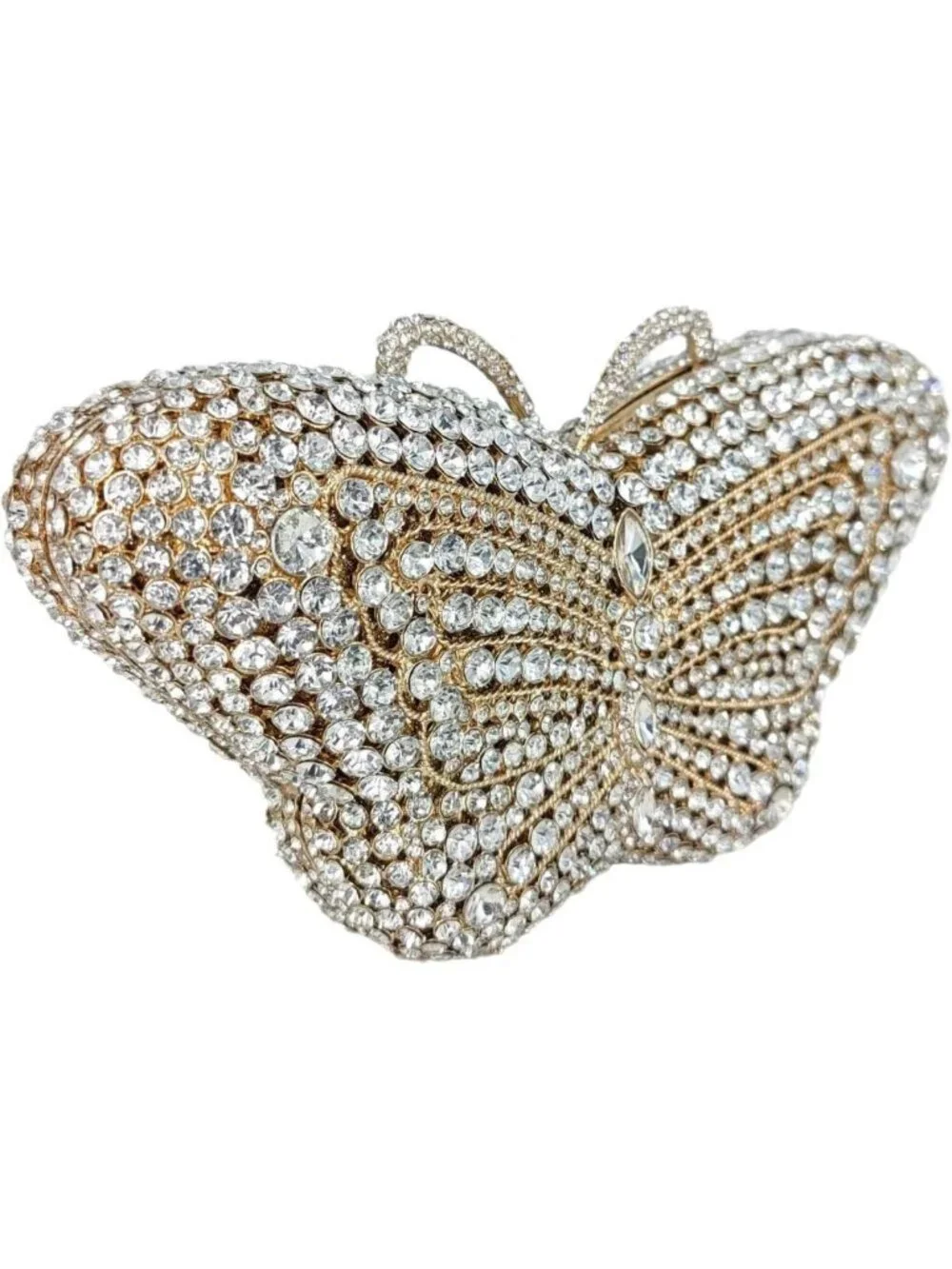 Elegant Butterfly Crystal Clutch Evening Bag - Rhinestone Handbag for Parties